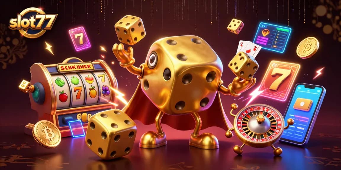 Experience thrilling gameplay with slot777 in this vibrant casino illustration featuring dynamic elements.