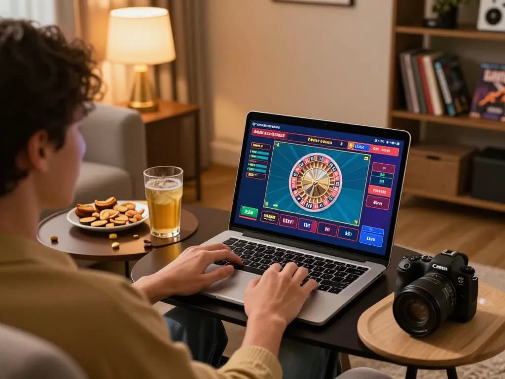 Engaging with credit card casinos on a laptop during a home gaming session