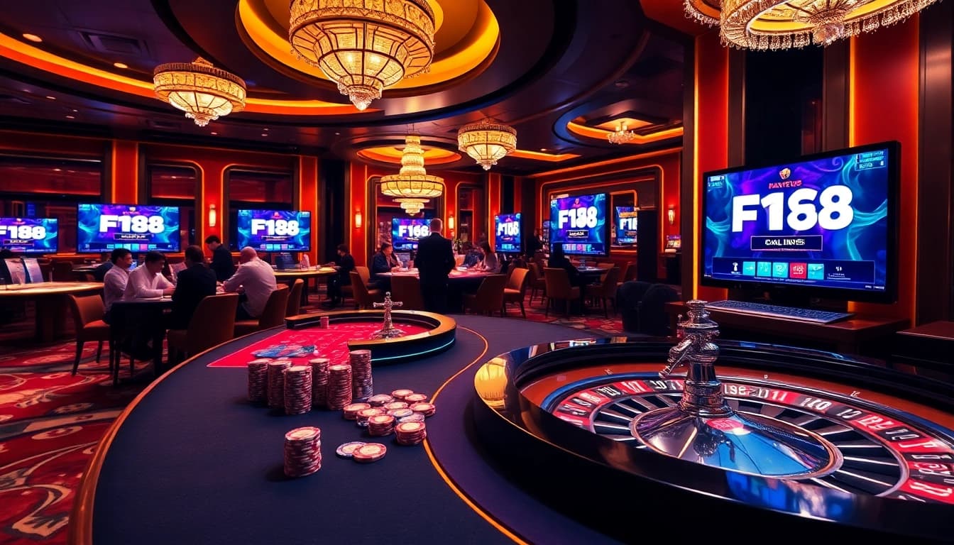 F168 gamblers passionately engage at casino tables, embodying strategy and excitement.