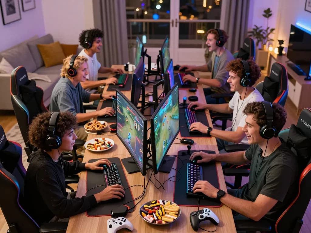 Engaging gaming scene highlighting meledak88 online gaming experience with friends and vibrant atmosphere.