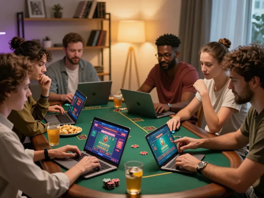 O8 players enjoying live dealer games at home, showcasing an engaging online gambling experience.