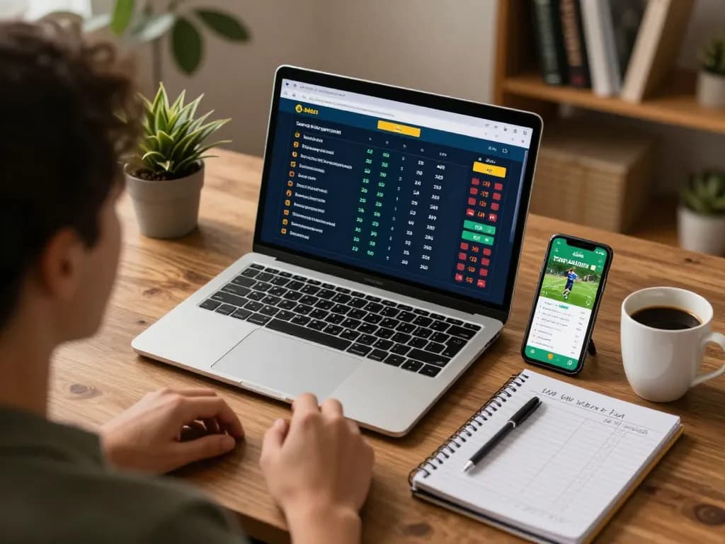 Net88 online betting setup with laptop showing live odds and smartphone displaying bets