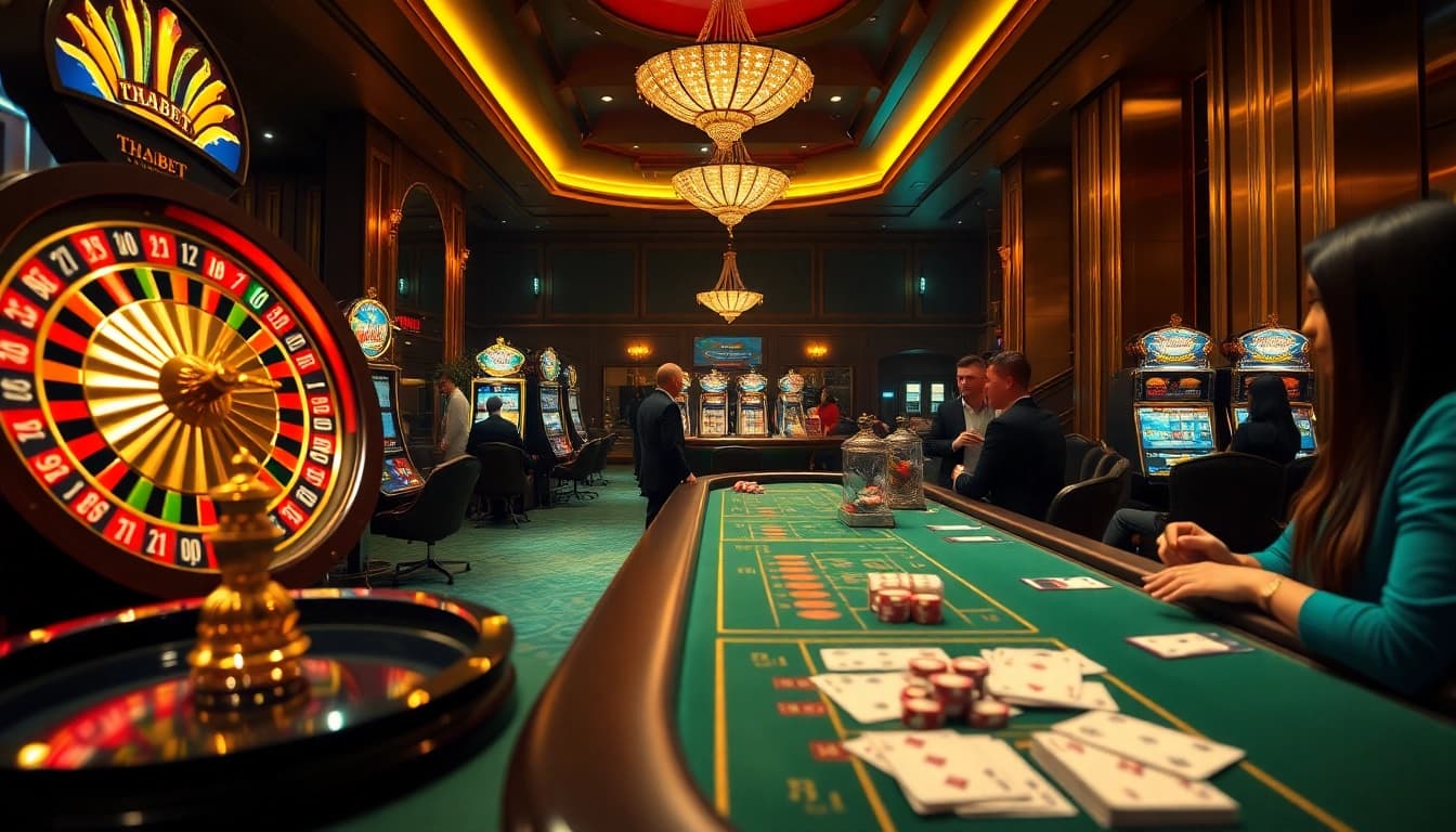 Experience high-stakes excitement at https://thabet88.site/ with roulette and card games in a luxurious casino setting.