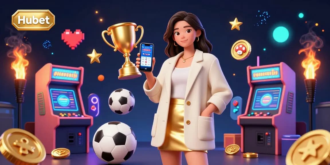 Experience Hubet's vibrant online casino world with this engaging 3D illustration showcasing sports betting action.