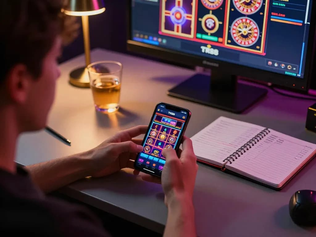 Engaging with the TR88 casino app, a player strategizes while enjoying online gambling.