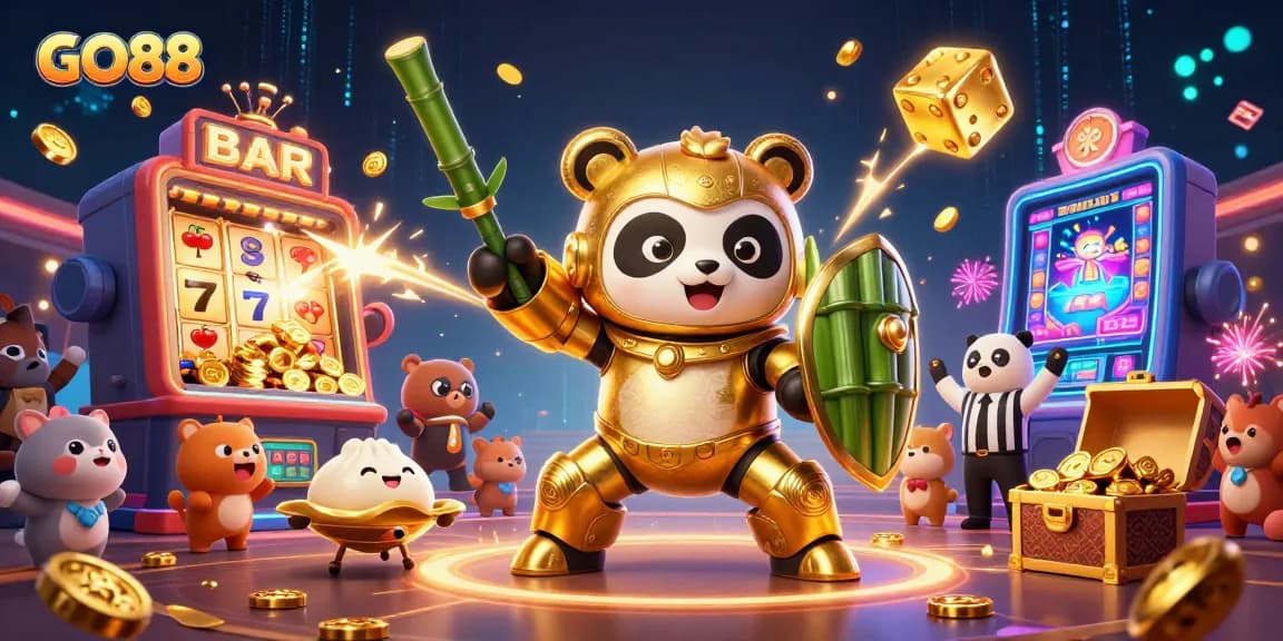 Engage with GO88's vibrant gaming universe featuring dynamic characters and explosive slot visuals.