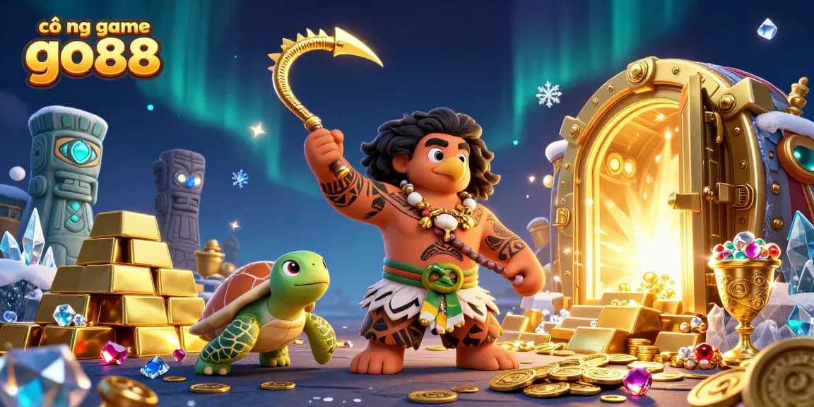 Capture thrilling moments at cổng game go88 with a vibrant underwater scene featuring treasures and playful characters.