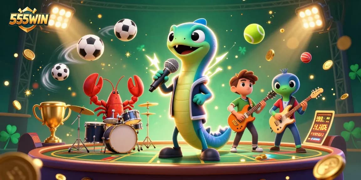 Engage with the vibrant world of 555WIN as characters in a lively underwater casino setting ignite excitement with games and sports.