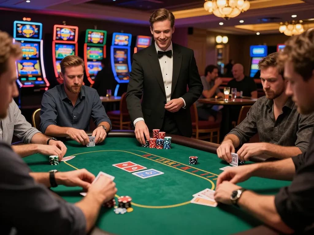Participants engaging in a strategic poker game at tg88 casino, showcasing the thrill of high-stakes gameplay.