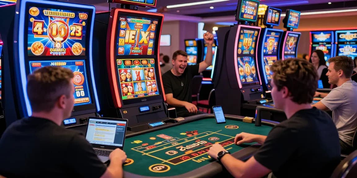 Engaged players at online credit card casinos like https://thebls.org.uk enjoying vibrant slot games and live dealer tables.
