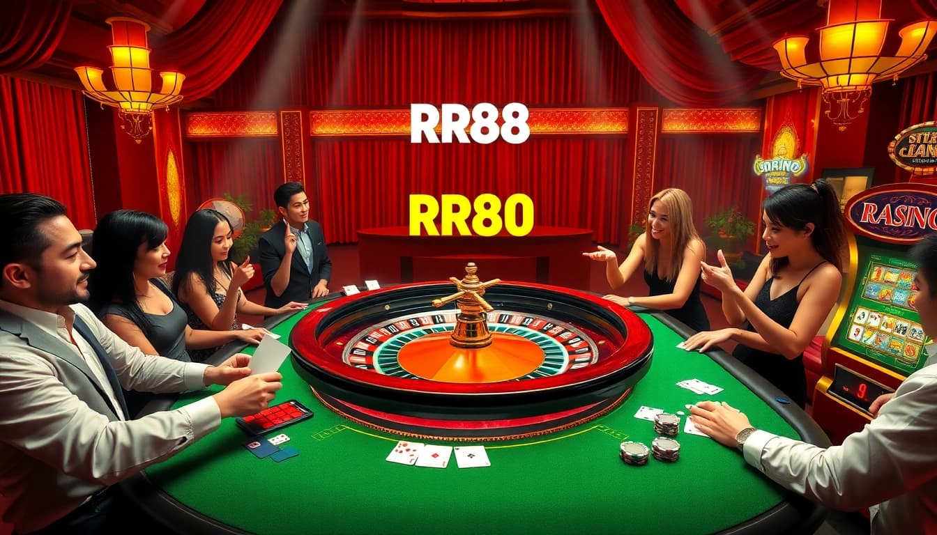 RR88 players engaging in an exciting roulette game at an upscale casino.