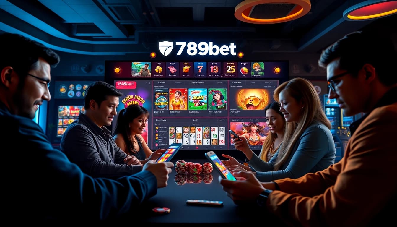 Dynamic online gambling experience on 789bet, showcasing diverse players and casino games.