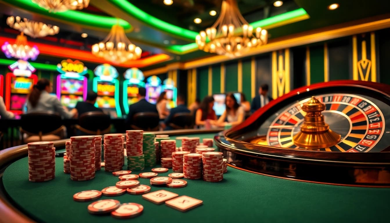 Experience luxury gambling at https://w88.properties/ with vibrant poker tables and slot machines.