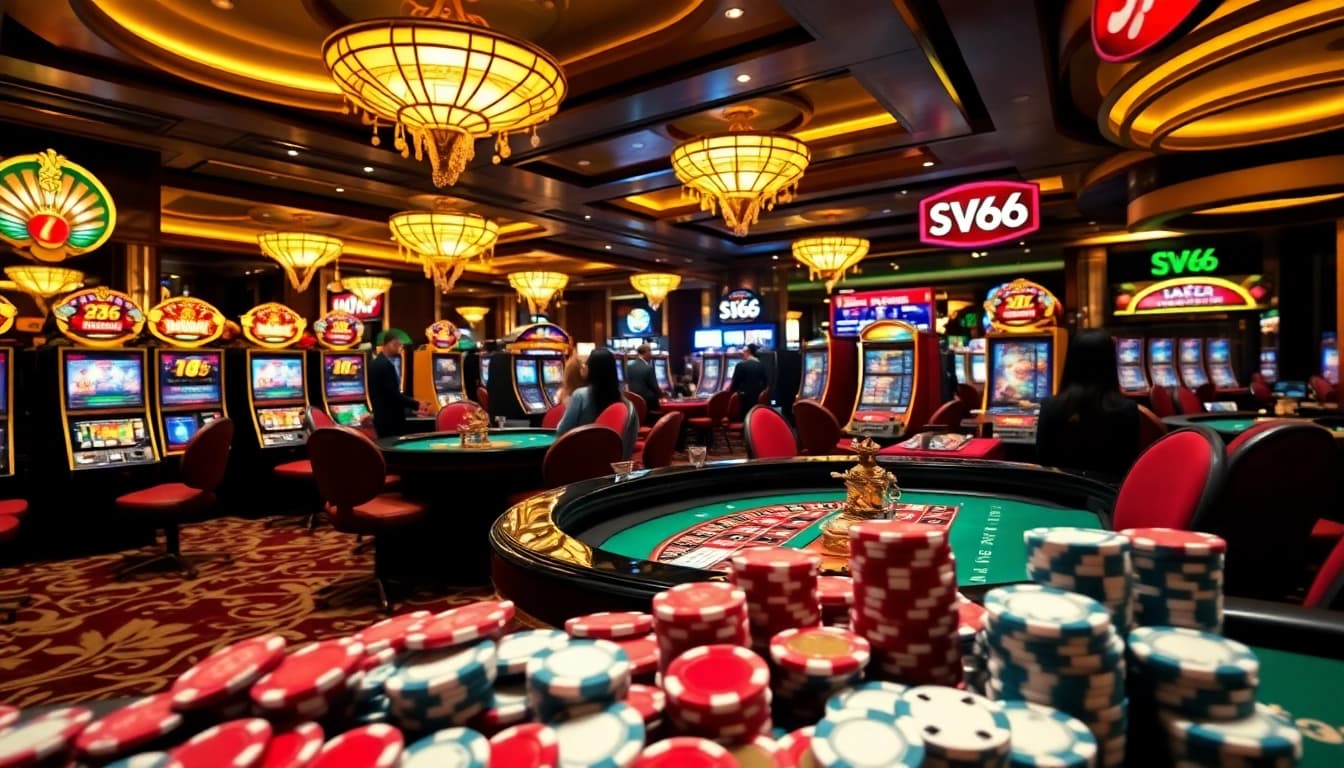 Experience thrilling casino action at SV66 with vibrant gaming tables and exciting slot machines.