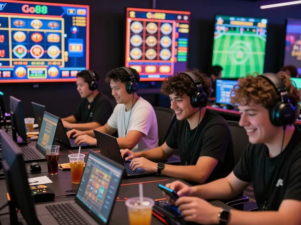 Players enjoying a thrilling gaming experience at Go88 online platform, showcasing diverse games and excitement.
