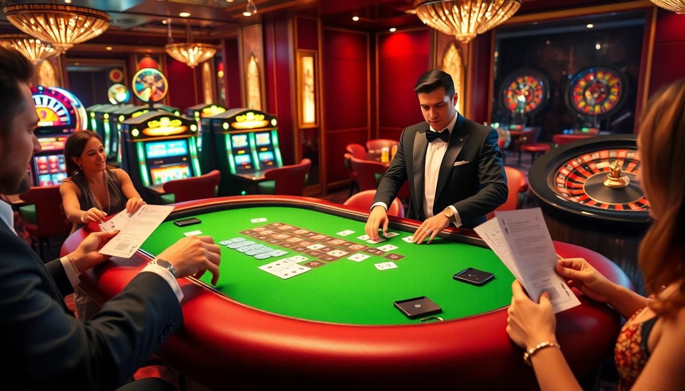 S666 players celebrating their big win at a luxurious casino table.