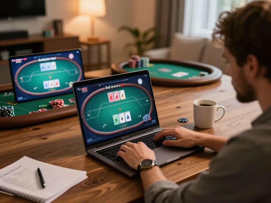Engaging poker gameplay at home highlighting casino reviews at the dailystar for responsible gambling.