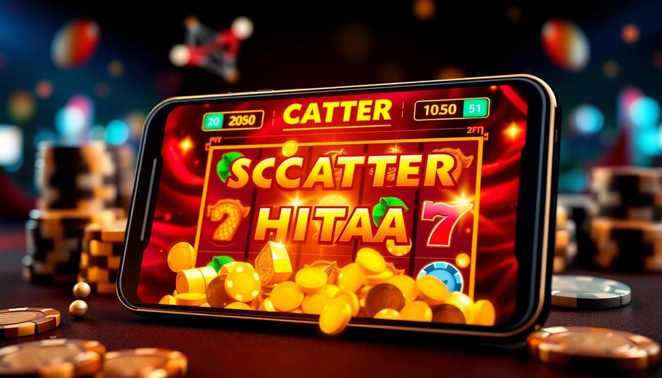 Exciting smartphone gaming interface featuring scatter hitam symbol in a casino vibe.