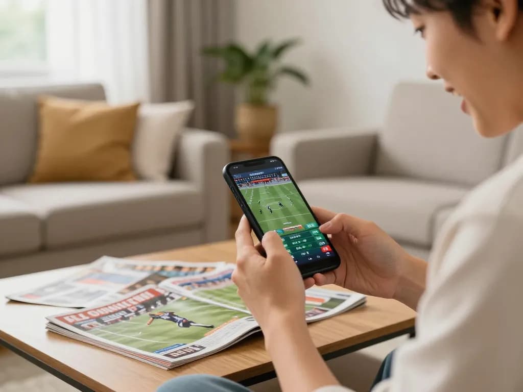 Sports betting action on mobile at home showcases MB66's user-friendly platform.