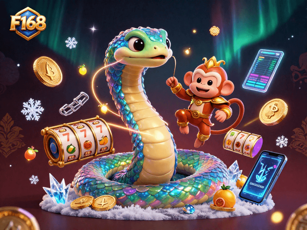 Experience magical thrill at F168 casino with vibrant characters and dynamic gambling elements.