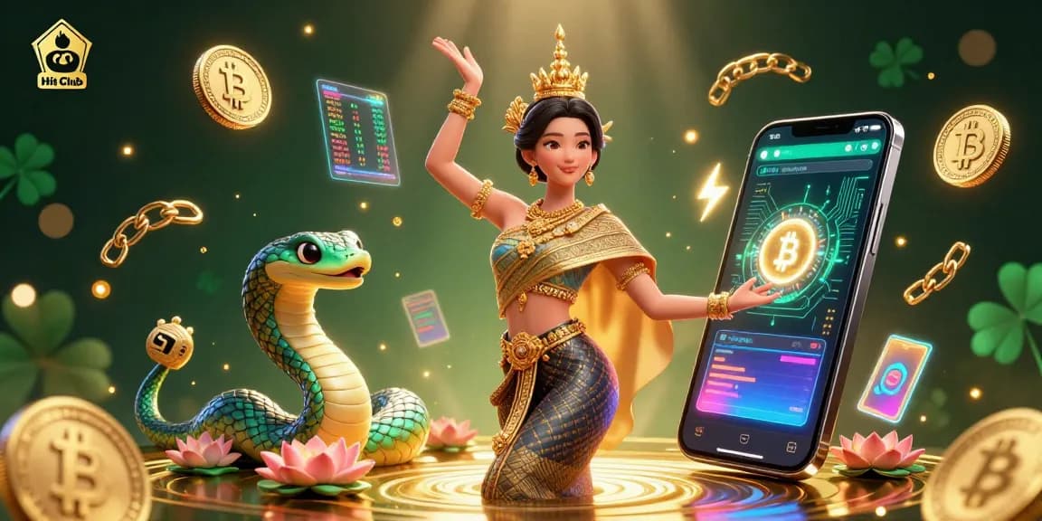 Engage with Hit Club's vibrant casino experience featuring dancing characters and dynamic crypto elements.