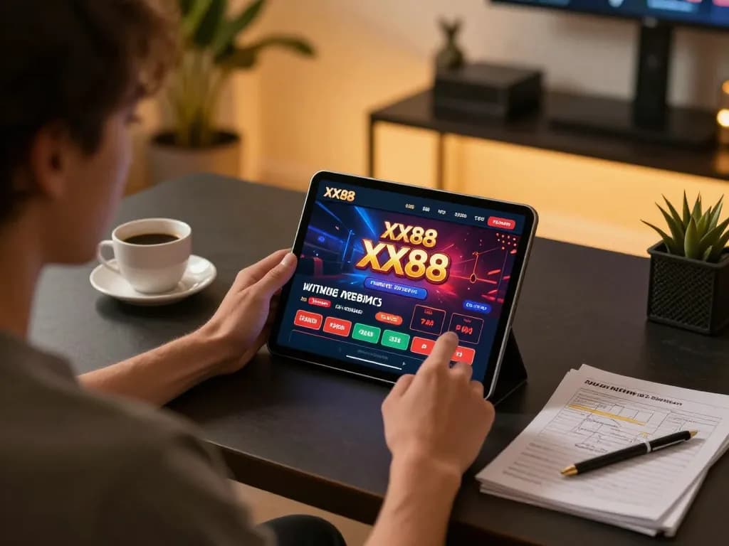 Experience the thrill of XX88 online gaming with a dynamic tablet interface and strategic notes.