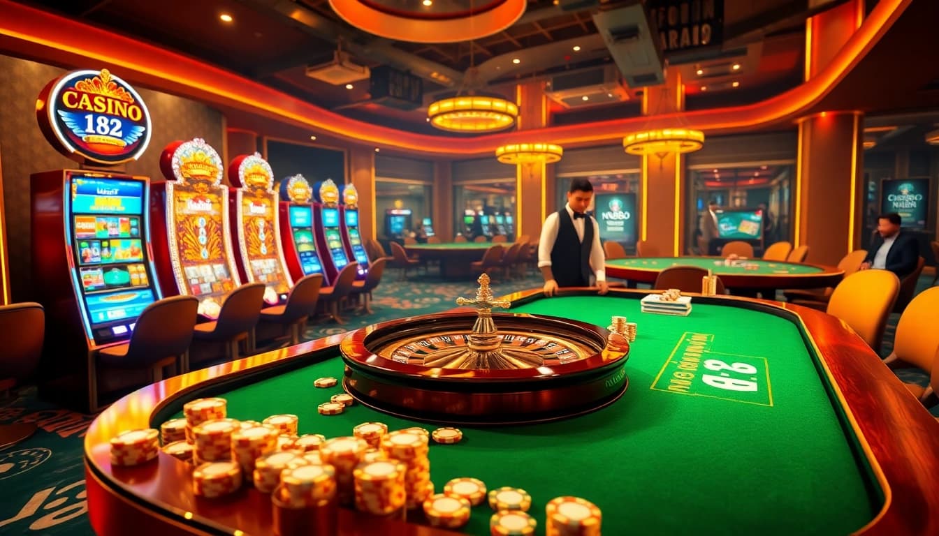 Engage with nk88's vibrant casino atmosphere featuring roulette, poker, and slots for thrilling gaming experiences.