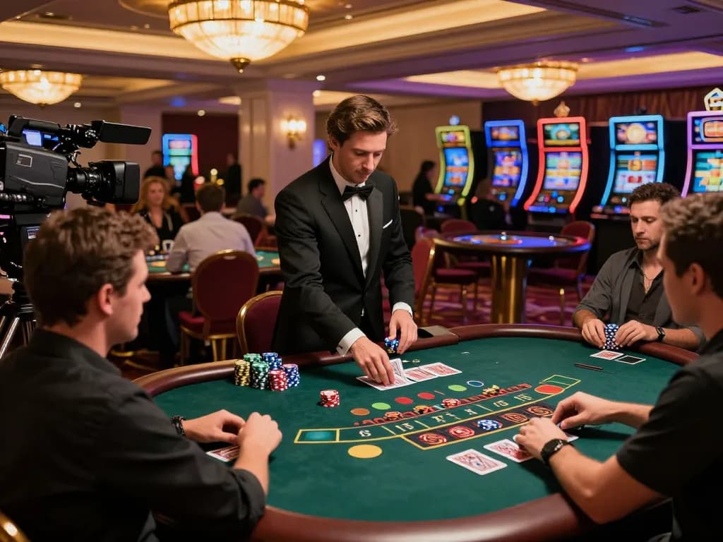 Players experience excitement at a blackjack table in a sunwin casino venue.