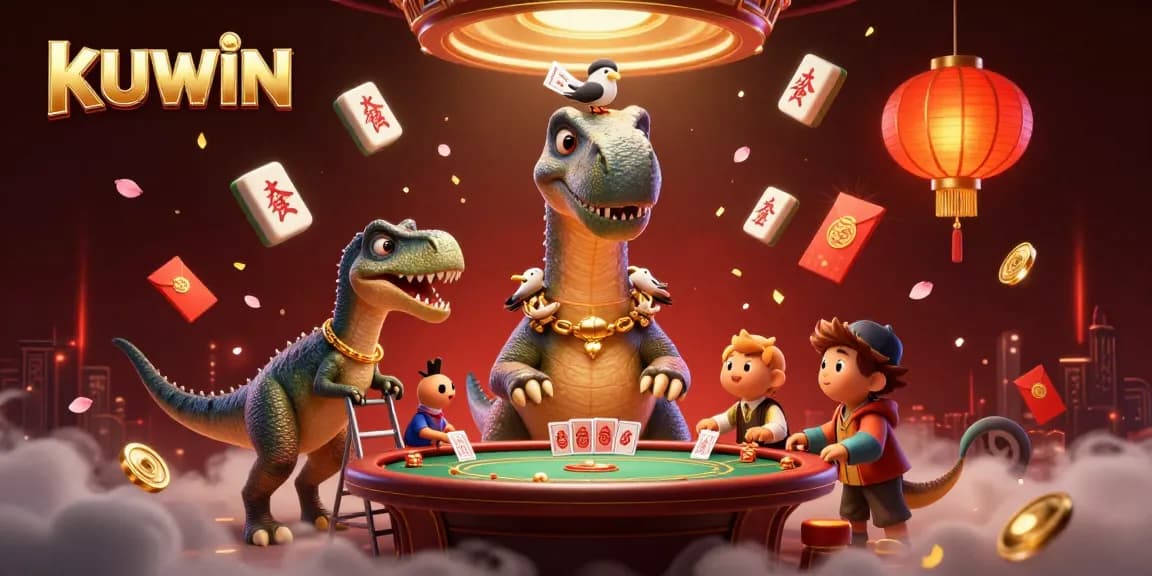 Experience thrilling gameplay at KUWIN with colorful casino characters in a vibrant digital illustration.