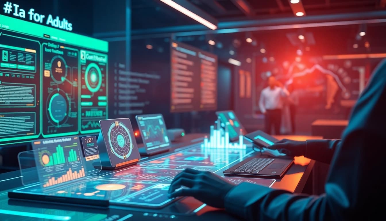 Innovative AI technology scene illustrating advanced interfaces for ia +18 audiences.