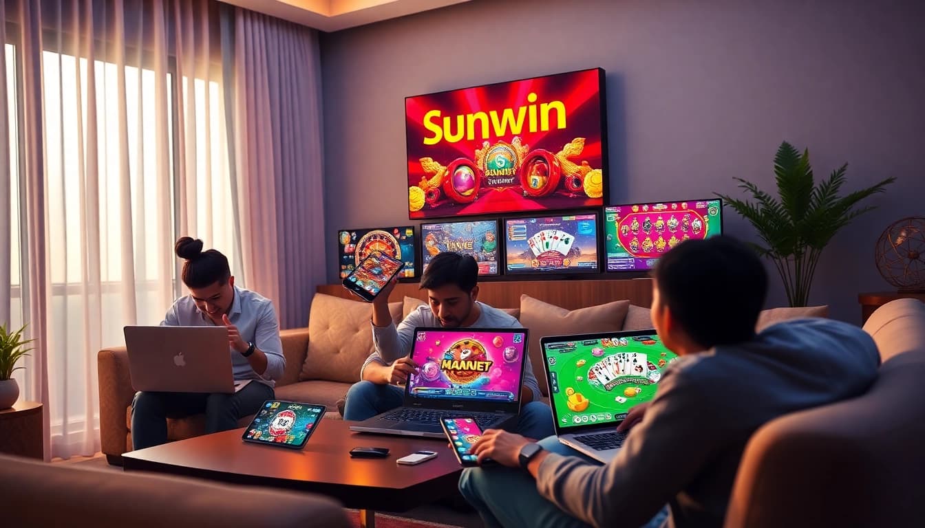 Engaged players enjoy games at https://sunwinw.com/ in a vibrant home setting showcasing fun and excitement.