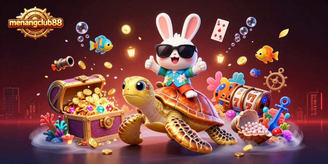 Engage in thrilling gameplay with menangclub88's vibrant illustration featuring exciting underwater treasures.