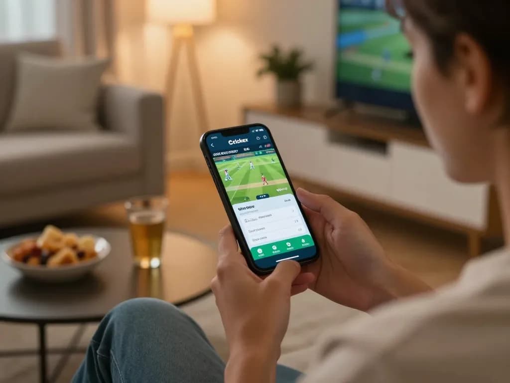 Engaging with the Crickex app for live cricket betting on a smartphone.