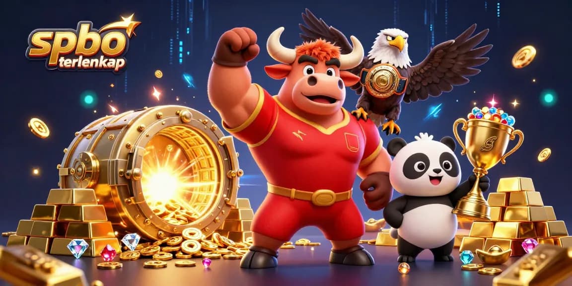 Celebrate winnings with spbo terlengkap in this vibrant casino-themed illustration.