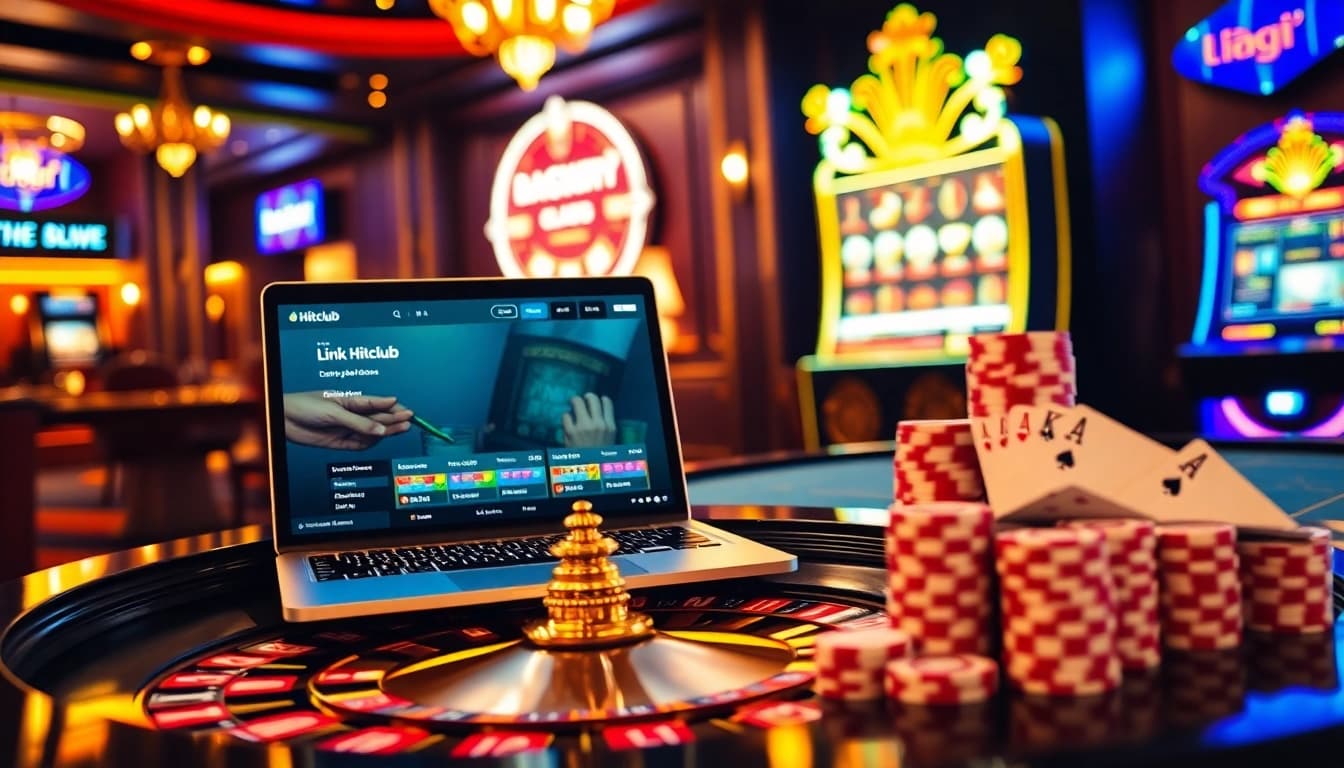 Experience thrilling action with Link Hitclub mới nhất showcased on a sleek gambling interface.