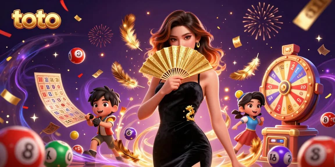 Play thrilling toto games with colorful lottery balls and captivating visuals in an exciting casino scene.