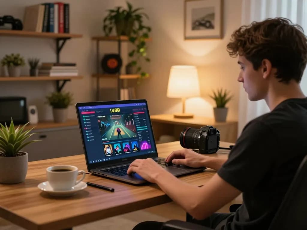 Engaging online gaming scene at https://lv88.tips/ with player immersed in esports betting.