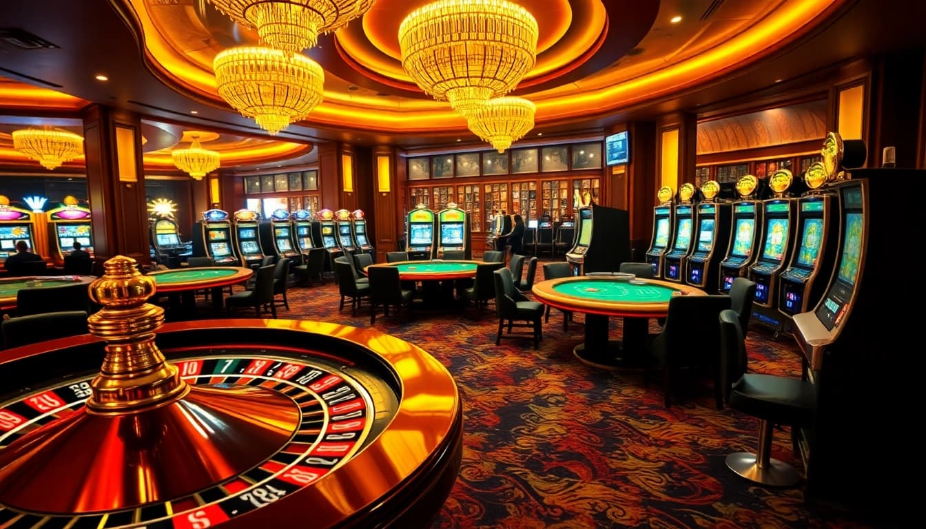SODO Casino atmosphere featuring intense gameplay at a roulette table and vibrant slot machines.