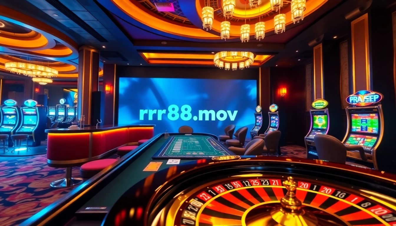 Gambling excitement at https://rr88.mov/ with vibrant casino tables and thrilling roulette wheel.