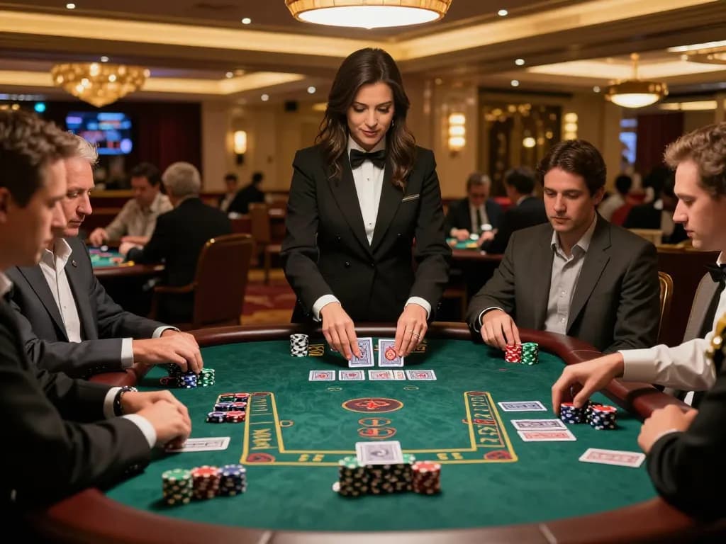 F168 players engaging in strategic blackjack gameplay at a luxury casino table.