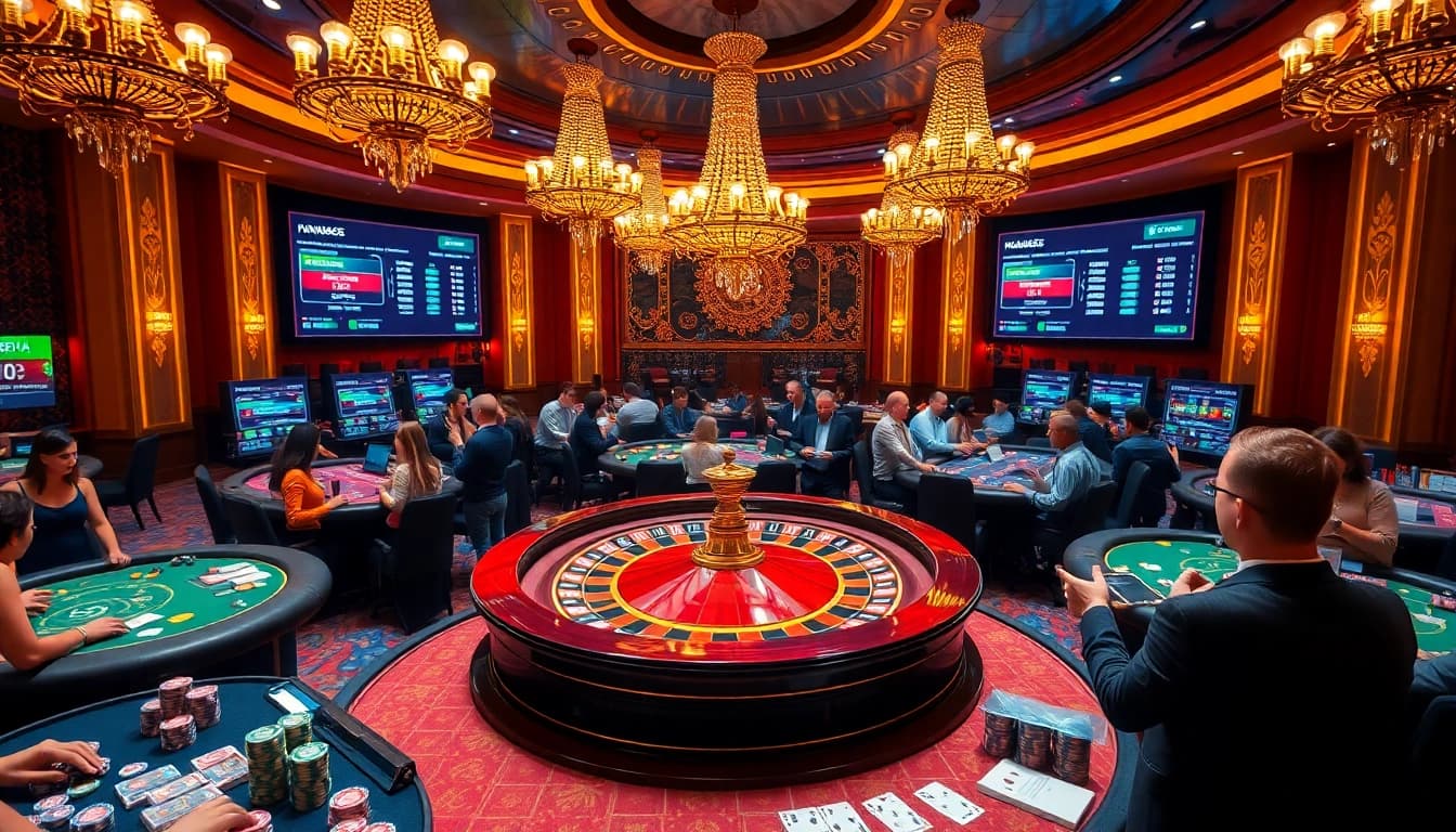 Experience the excitement of BDTK1 in a luxurious casino with roulette and poker action.