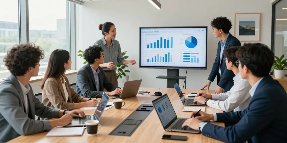 Team collaboration at bizop.org showcasing innovative business strategies in a modern office.