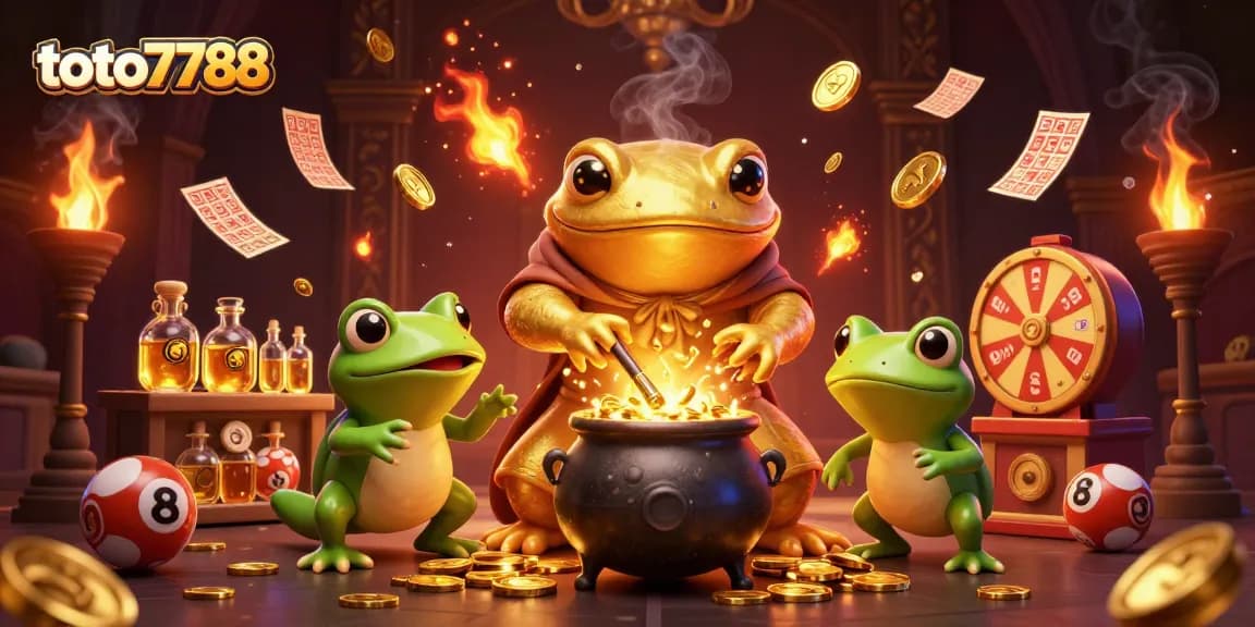 Toto7788 players enjoying thrilling lottery games with golden prize wheels and dynamic action elements.