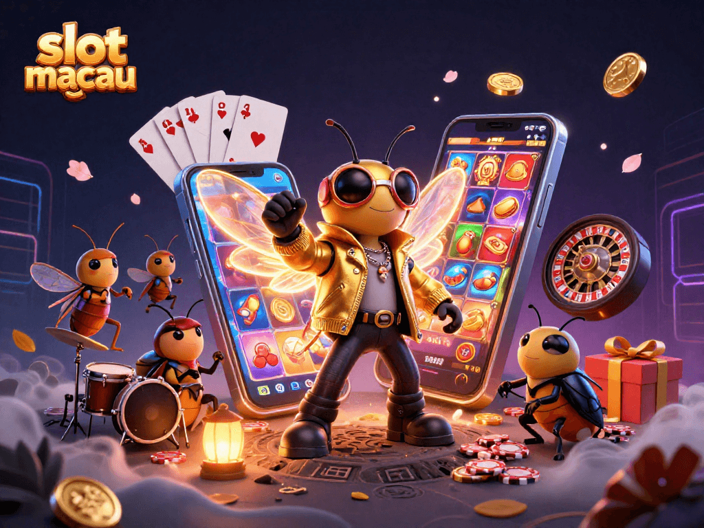 Experience the thrill of slot macau with animated characters, slot games, and dynamic winning elements.