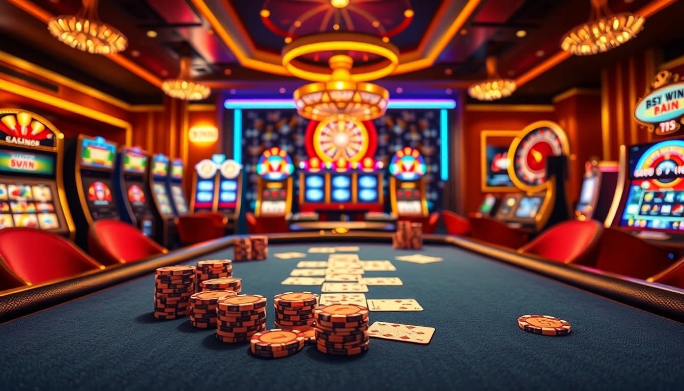 Experience the excitement of winning at 99WIN with vibrant casino games, poker chips, and thrilling action.
