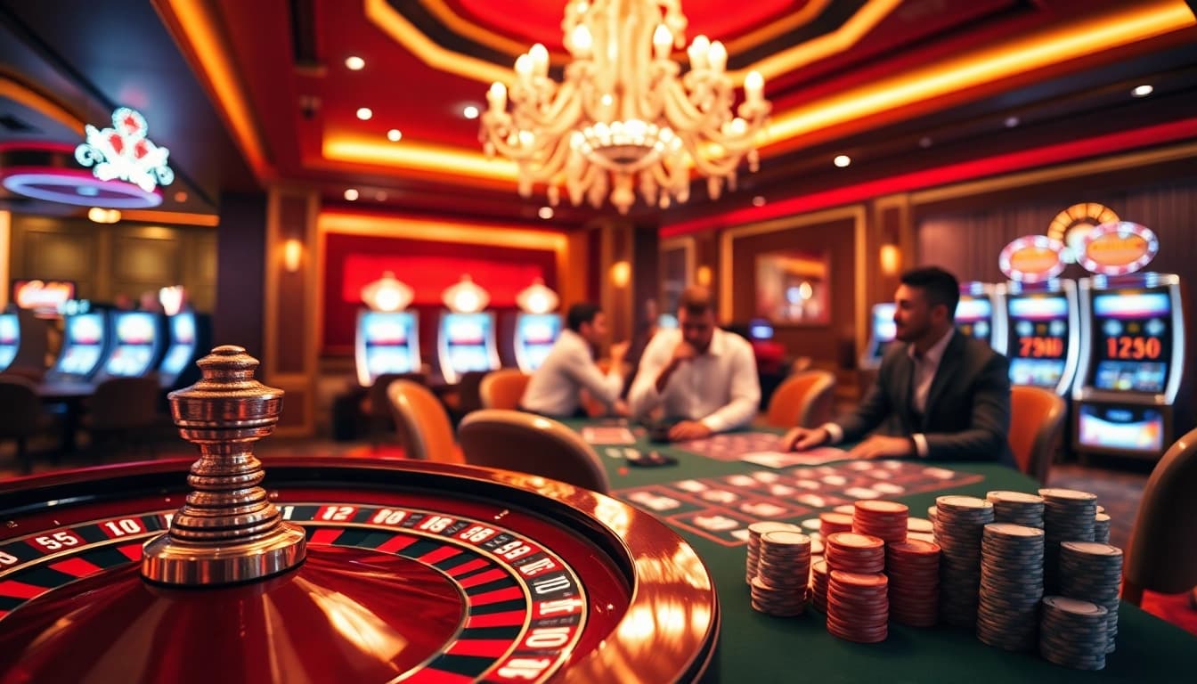 SODO CASINO lively poker game with elegant decor and vibrant colors on the casino floor.