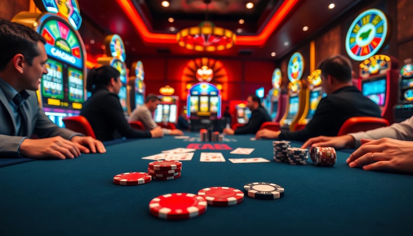 Citinow engagement with players at a vibrant casino poker table.