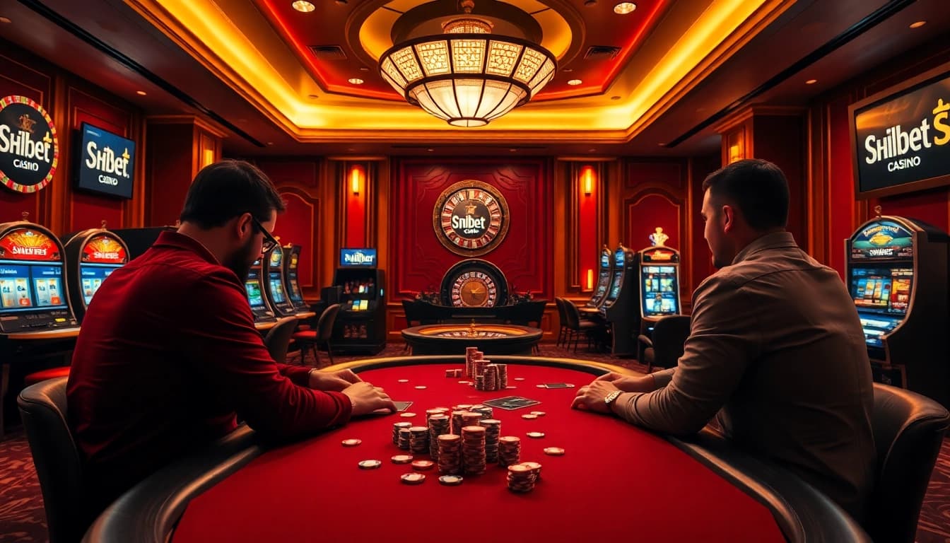Experience the excitement of shbet with a lively poker game and vibrant casino atmosphere.