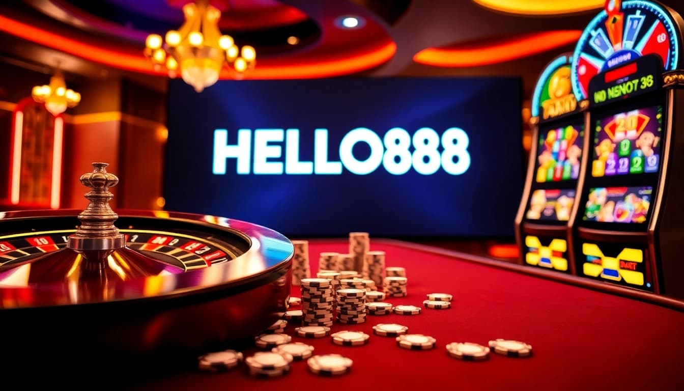 Experience an exciting game play at HELLO88's vibrant online casino with lively slot machines.