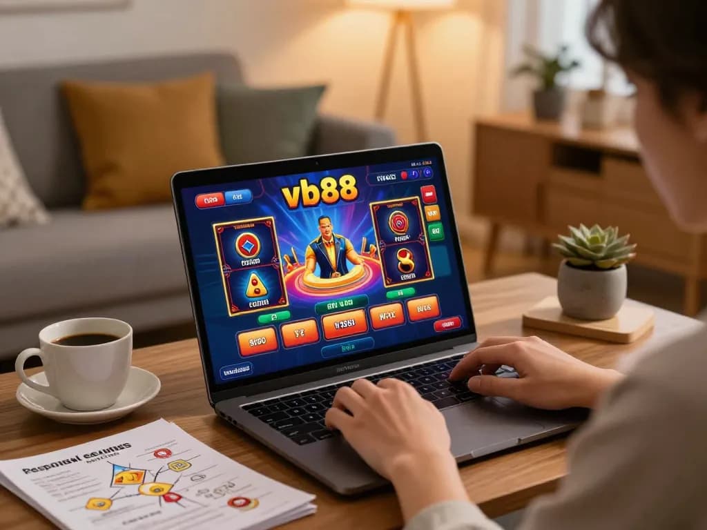 Engaging online gaming session with vb88 on the screen, showcasing responsible gaming environment